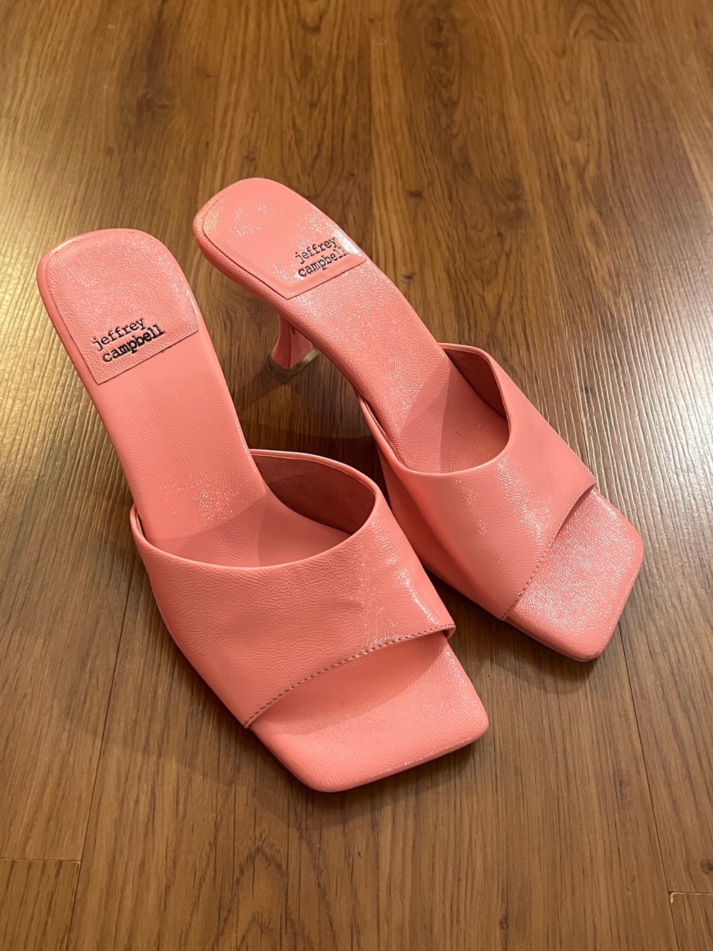 Jeffrey Campbell Pink Square Toe Kitten Heel Mules Sandals Size 8 Y2K